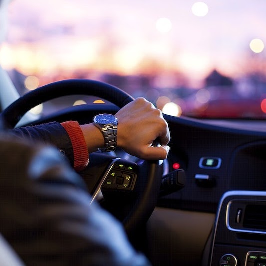 Free man driving car image, public domain car CC0 photo.